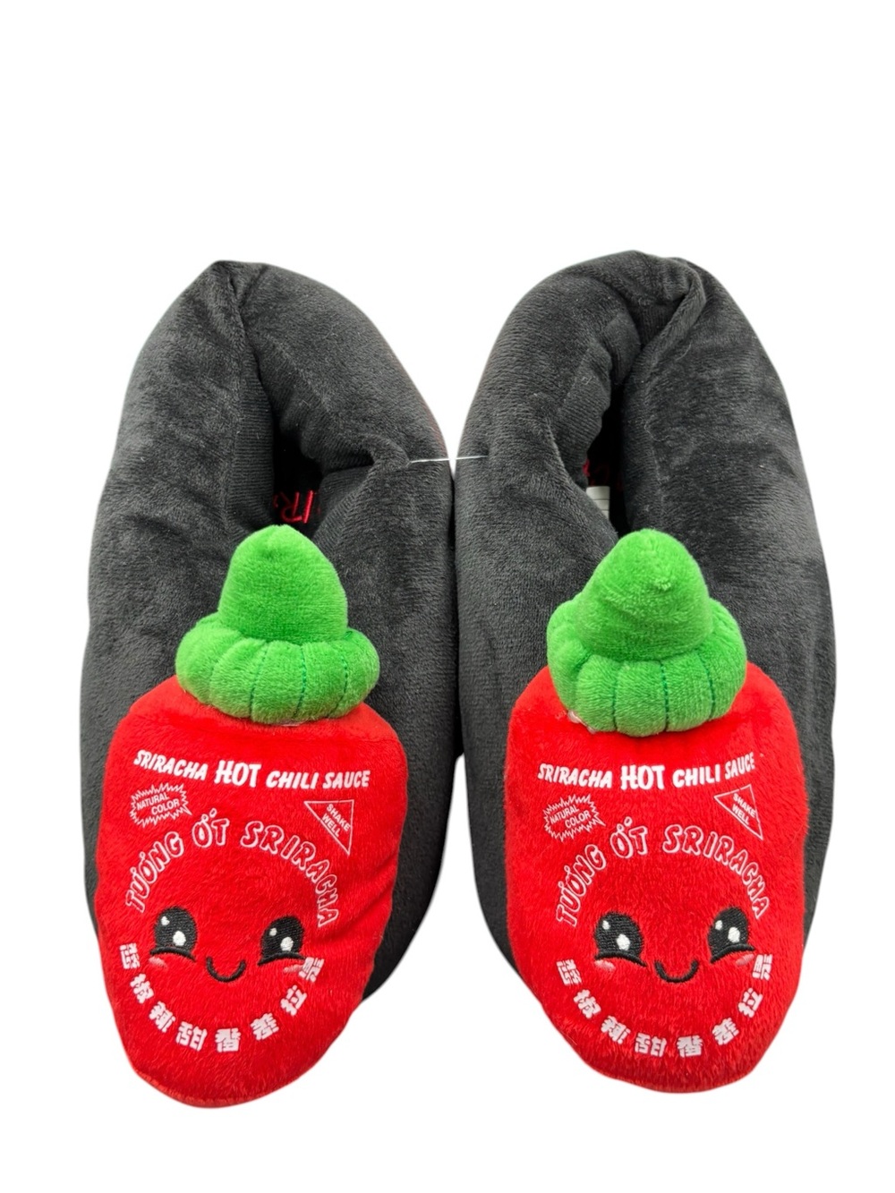 Sriracha Hot Chili Sauce Plush Slippers L/XL 8–11 Novelty Food Shoes - Picture 3 of 8